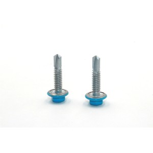 Hexagonal flange drilling screws – blue head