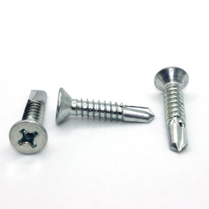 Cross countersunk drill screw – colored zinc + stainless steel