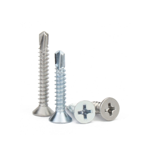 Cross countersunk drill screw – colored zinc + stainless steel