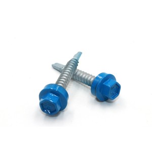 Hexagonal flange drilling screws – blue head