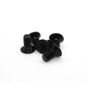 Cross countersunk head machine teeth screws – black zinc