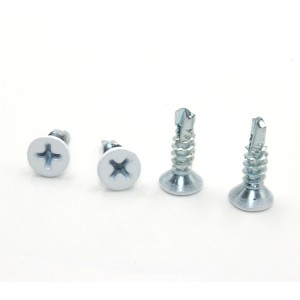 Cross countersunk head drill screw – white head