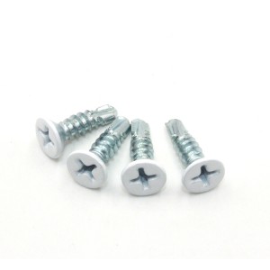 Cross countersunk head drill screw – white head