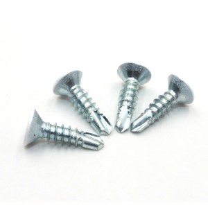 Cross countersunk head drill screw – white head