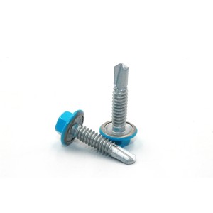 Hexagonal flange drilling screws – blue head