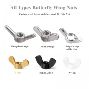 Brass 304 Stainless Steel Wing Nut Butterfly Nuts