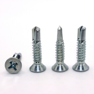 Cross countersunk drill screw – colored zinc + stainless steel