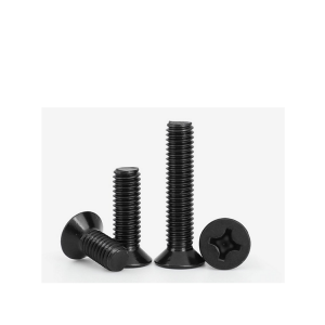 Cross countersunk head machine teeth screws – black zinc