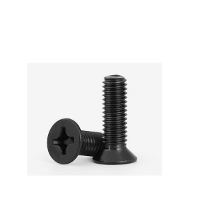 Cross countersunk head machine teeth screws – black zinc