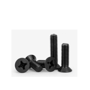 Cross countersunk head machine teeth screws – black zinc