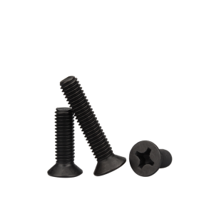 Cross countersunk head machine teeth screws – black zinc