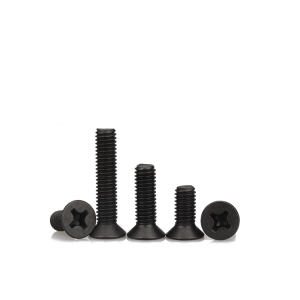 Cross countersunk head machine teeth screws – black zinc