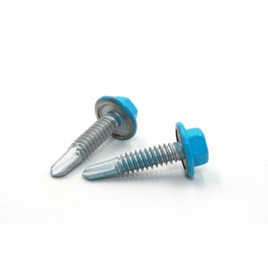 Hexagonal flange drilling screws – blue head