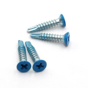 Cross countersunk head drill screw – blue head