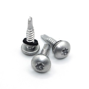 Round head drill screw with plum blossom