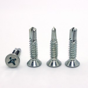 Cross countersunk drill screw – colored zinc + stainless steel