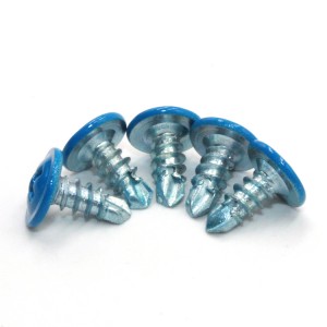 Cross flat head drill screw – blue head