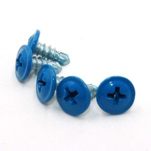 Cross flat head drill screw – blue head