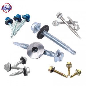 Din7504k hex flanged self drilling screw with pvc epdm bonded rubber washer