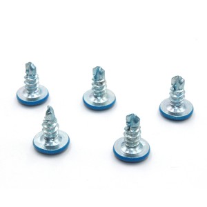 Cross flat head drill screw – blue head