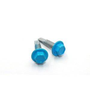 Hexagonal flange drilling screws – blue head