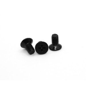 Cross countersunk head machine teeth screws – black zinc