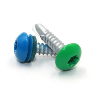 Plum pan head with cushion drill screw – Dacromet – blue head