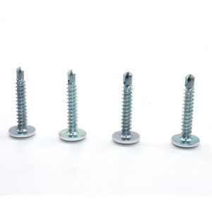 Cross flat head drill screw – white head