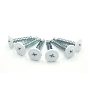 Cross flat head drill screw – white head