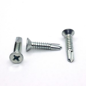 Cross countersunk drill screw – colored zinc + stainless steel