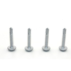 Plum pan head drill screw. – Dacromet