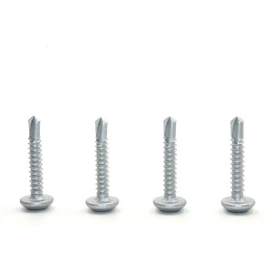 Plum pan head drill screw. – Dacromet