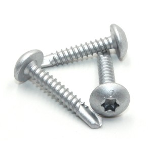 Plum pan head drill screw. – Dacromet