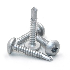 Plum pan head drill screw. – Dacromet