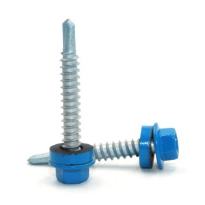 Hexagonal flange with cushion drill screws – blue head