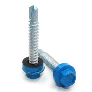 Hexagonal flange with cushion drill screws – blue head