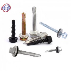 Black blue white yellow zinc c1022 carbon steel hex head self drilling screws